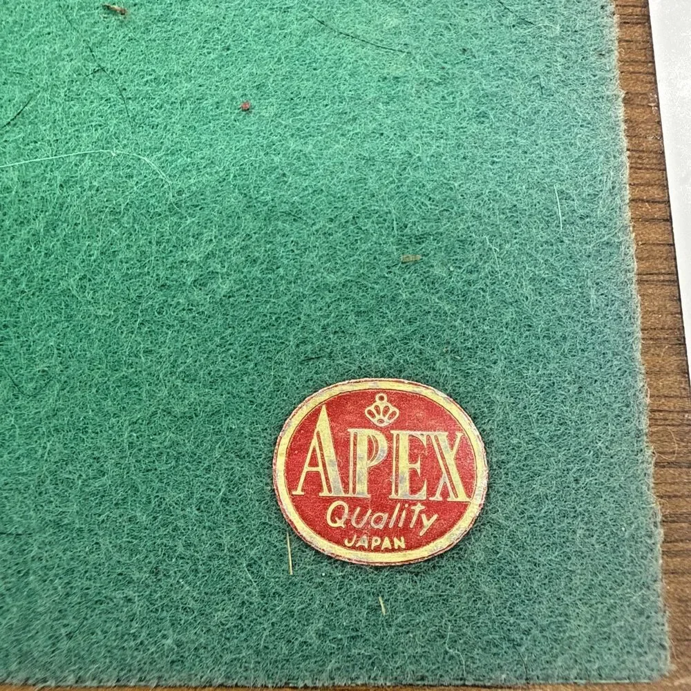 Vintage Apex Wood Jewelry Box Faux Leather Red Velvet Interior Japan 11”x5”3.75”